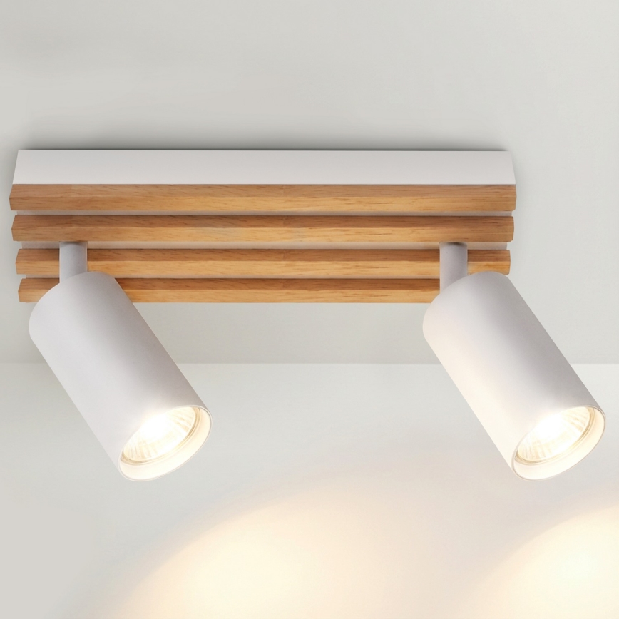 Brilagi - Lampă spot SELE WOOD ACOUSTIC 2xGU10/30W/230V alb/lemn