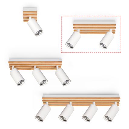Brilagi - Lampă spot SELE WOOD ACOUSTIC 2xGU10/30W/230V alb/lemn