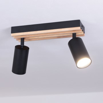 Brilagi - Lampă spot SELE WOOD ACOUSTIC 2xGU10/30W/230V negru/lemn