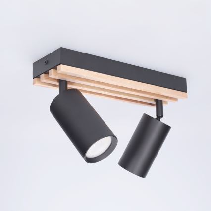 Brilagi - Lampă spot SELE WOOD ACOUSTIC 2xGU10/30W/230V negru/lemn