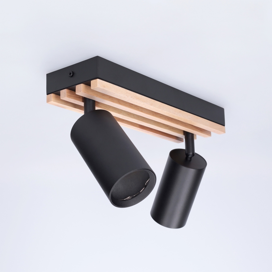 Brilagi - Lampă spot SELE WOOD ACOUSTIC 2xGU10/30W/230V negru/lemn