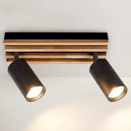 Brilagi - Lampă spot SELE WOOD ACOUSTIC 2xGU10/30W/230V negru/lemn
