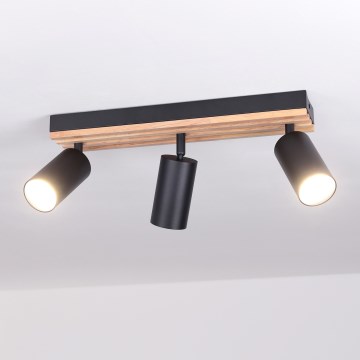 Brilagi - Lampă spot SELE WOOD ACOUSTIC 3xGU10/30W/230V negru/lemn