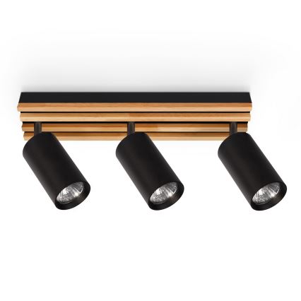 Brilagi - Lampă spot SELE WOOD ACOUSTIC 3xGU10/30W/230V negru/lemn