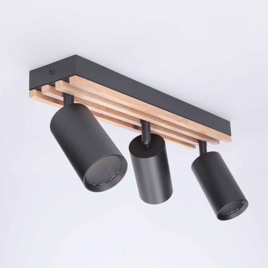 Brilagi - Lampă spot SELE WOOD ACOUSTIC 3xGU10/30W/230V negru/lemn
