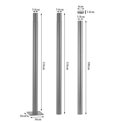 BRILAGI - Lampă stradală LED pentru exterior cu stâlp de 3 m URBANSPARK LED/120W/230V gri IP65