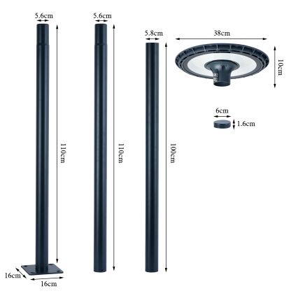 Brilagi - Lampă stradală LED de exterior URBANSPARK, 120 W, 230 V, antracit, IP65