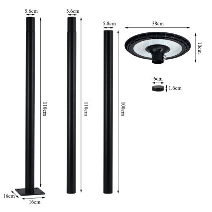 Brilagi - Lampă stradală LED pentru exterior URBANSPARK, 120W, 230V, negru, IP65