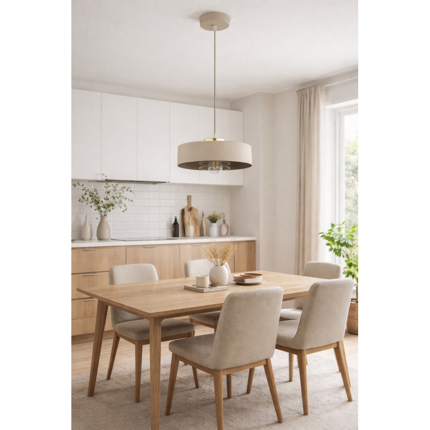 Brilagi - Lampă suspendată cu cablu SPRING 1xE27/60W/230V, Ø 30 cm, bej/auriu