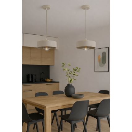 Brilagi - Lampă suspendată cu cablu SPRING 1xE27/60W/230V, Ø 30 cm, bej/auriu