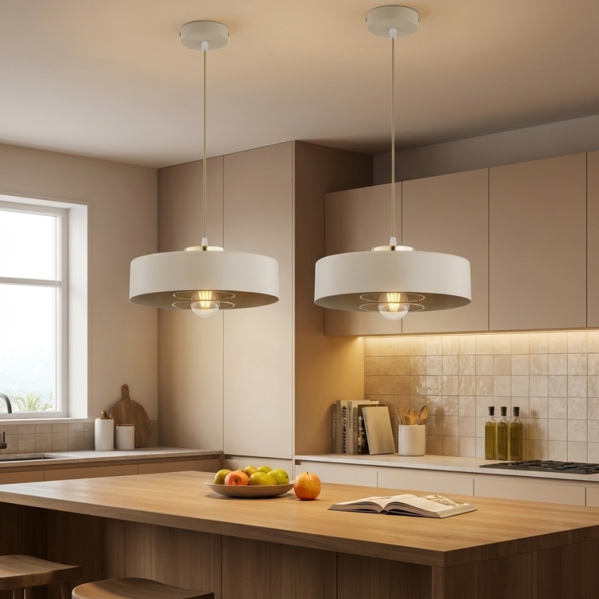 Brilagi - Lampă suspendată cu cablu SPRING 1xE27/60W/230V, Ø 30 cm, bej/auriu