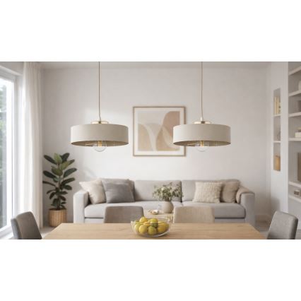 Brilagi - Lampă suspendată cu cablu SPRING 1xE27/60W/230V, Ø 30 cm, bej/auriu
