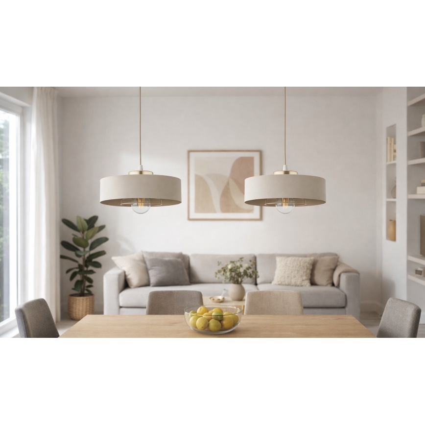 Brilagi - Lampă suspendată cu cablu SPRING 1xE27/60W/230V, Ø 30 cm, bej/auriu