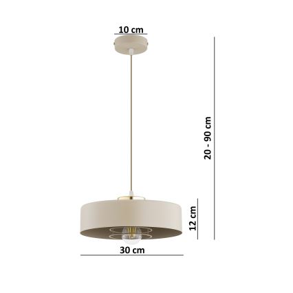 Brilagi - Lampă suspendată cu cablu SPRING 1xE27/60W/230V, Ø 30 cm, bej/auriu