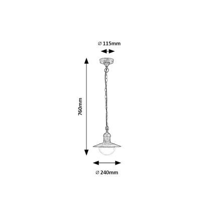 Brilagi - Lampă suspendată de exterior MOLDE 1xE27/60W IP44 bronz/patină
