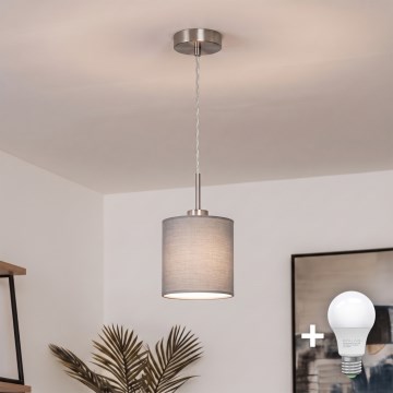 Brilagi - Lampă suspendată LED NUBILA pe cablu 1xE27/60W/230V Ø 14 cm gri deschis