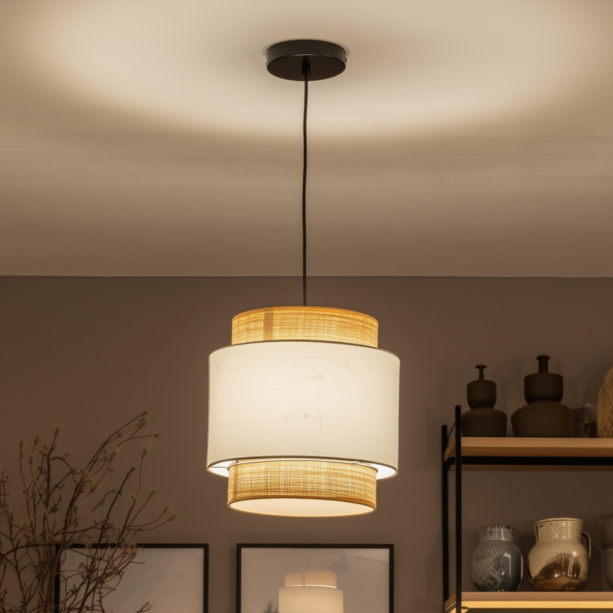 Brilagi - Lampă suspendată LED pe cablu CERIA 1xE27/40W/230V Ø 30 cm negru/bej/alb