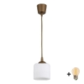 BRILAGI - Lampă suspendată LED pe cablu RETRO GLASS 1xE27/60W/230V, Ø 10 cm, maro/alb