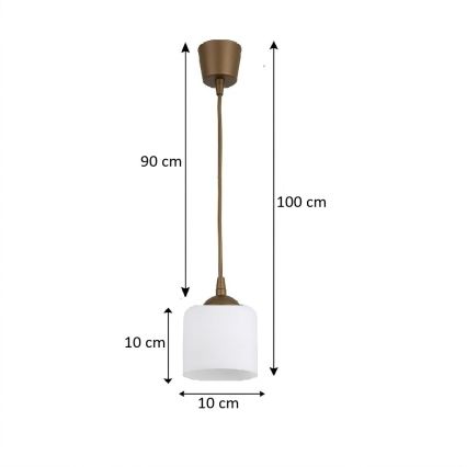 BRILAGI - Lampă suspendată LED pe cablu RETRO GLASS 1xE27/60W/230V, Ø 10 cm, maro/alb