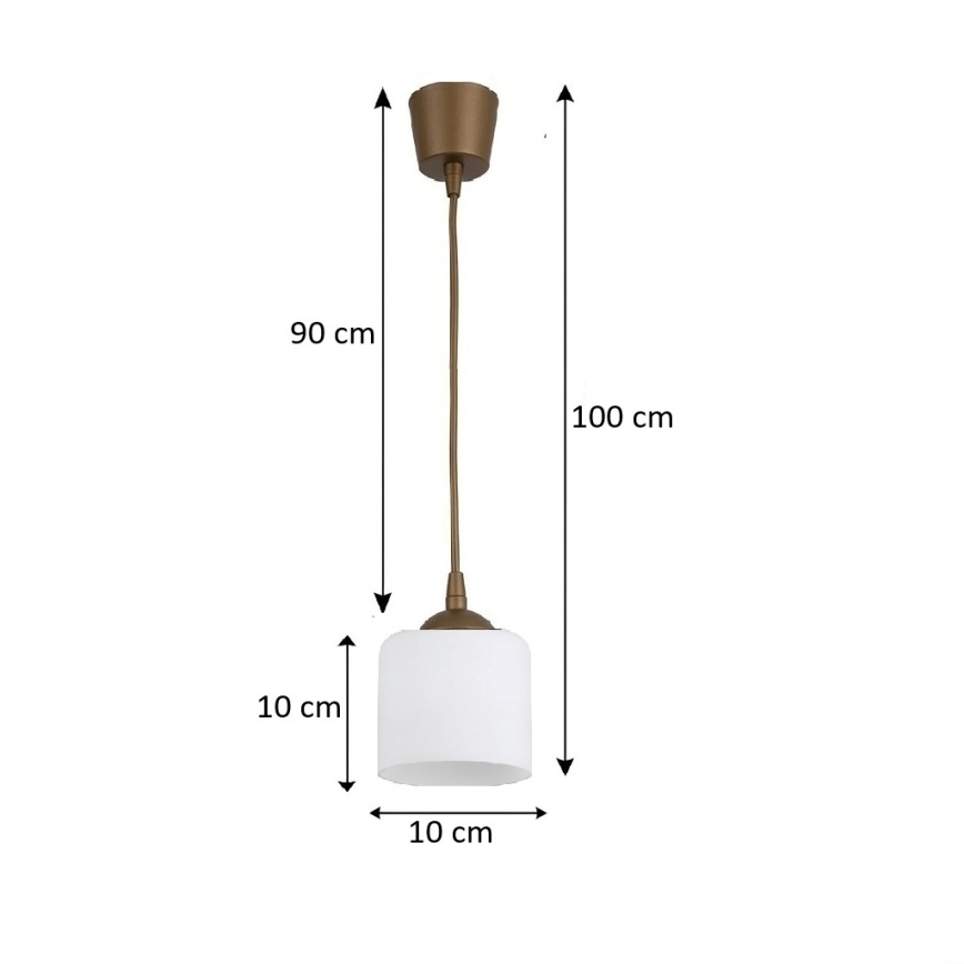 BRILAGI - Lampă suspendată LED pe cablu RETRO GLASS 1xE27/60W/230V, Ø 10 cm, maro/alb
