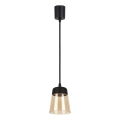 Brilagi - Lampă suspendată LED pe cablu RETRO GLASS 1xE27/60W/230V Ø 15,5 cm neagră/bej fumuriu