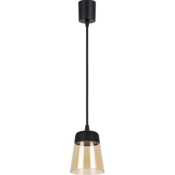 Brilagi - Lampă suspendată LED pe cablu RETRO GLASS 1xE27/60W/230V Ø 15,5 cm neagră/bej fumuriu