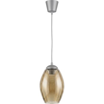 Brilagi - Lampă suspendată LED pe cablu RETRO GLASS 1xE27/60W/230V Ø 17 cm argintiu/bej fumuriu