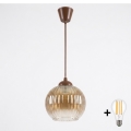 Brilagi - Lampă suspendată LED pe cablu RETRO GLASS 1xE27/60W/230V Ø 18 cm maro/maro fumuriu