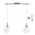 BRILAGI - Lampă suspendată LED pe cablu RETRO GLASS 2xE27/60W/230V crom mat/alb