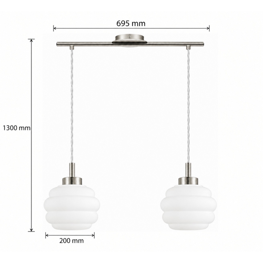 BRILAGI - Lampă suspendată LED pe cablu RETRO GLASS 2xE27/60W/230V crom mat/alb