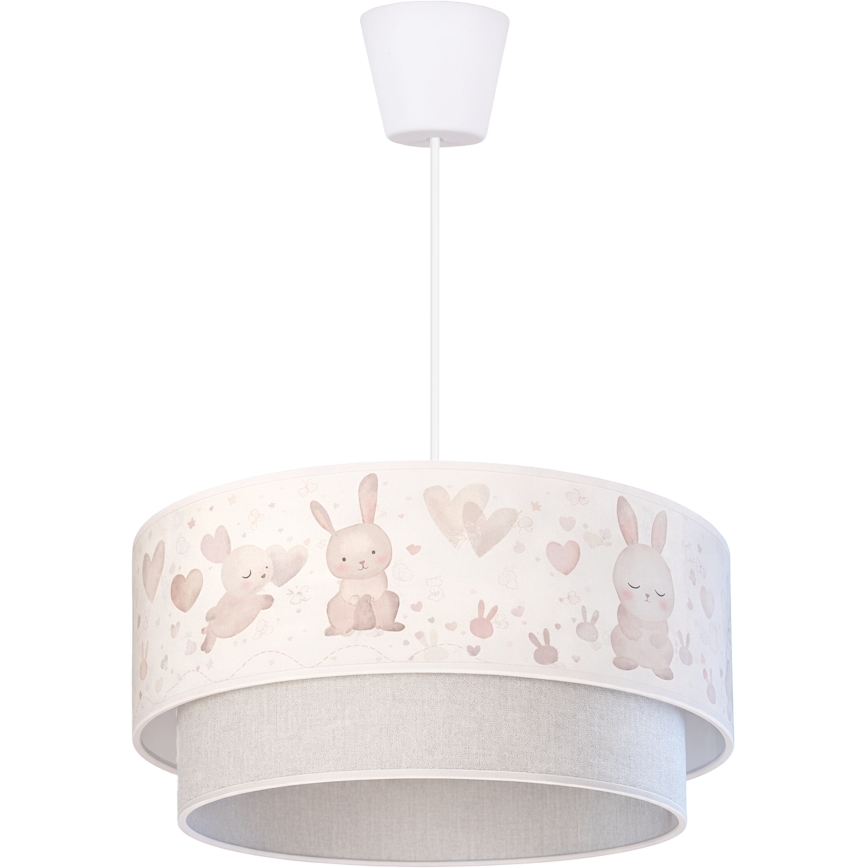 Brilagi - Pendul LED pentru copii BOBO 1xE27/10W/230V Ø 40 cm, crem/gri/cu iepurași