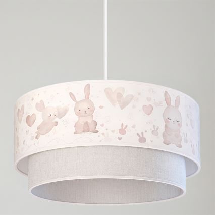 Brilagi - Pendul LED pentru copii BOBO 1xE27/10W/230V Ø 40 cm, crem/gri/cu iepurași