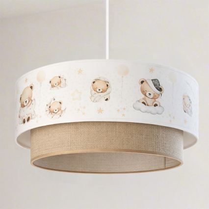 Brilagi - Lampă suspendată LED pentru copii BOBO 1xE27/10W/230V Ø 40 cm alb/bej/ursuleți