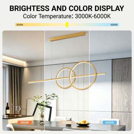 BRILAGI - Lustră LED reglabilă suspendată pe cablu SIGNATURE LED/53W/230V 3000-6000K 120 cm aurie + telecomandă