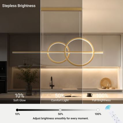 BRILAGI - Lustră LED reglabilă suspendată pe cablu SIGNATURE LED/53W/230V 3000-6000K 120 cm aurie + telecomandă