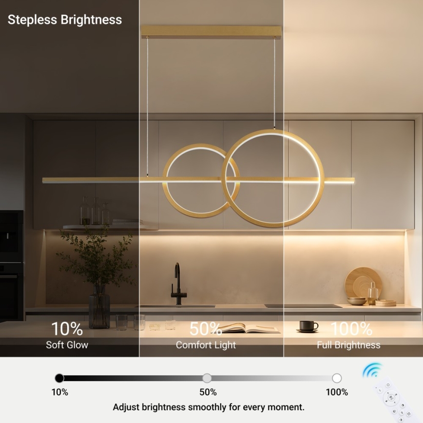 BRILAGI - Lustră LED reglabilă suspendată pe cablu SIGNATURE LED/53W/230V 3000-6000K 120 cm aurie + telecomandă