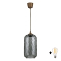 BRILAGI - Lampă suspendată LED RETRO GLASS pe cablu 1xE27/60W/230V Ø 14 cm maro/gri fumuriu