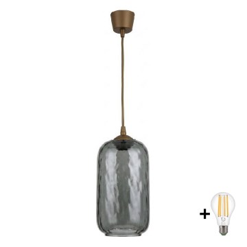 BRILAGI - Lampă suspendată LED RETRO GLASS pe cablu 1xE27/60W/230V Ø 14 cm maro/gri fumuriu