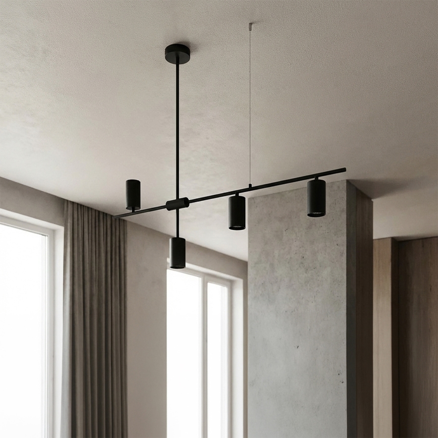 Brilagi - Lampă suspendată pe cablu CRANE 4xGU10/30W/230V neagră