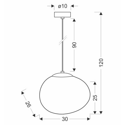 BRILAGI - Lampă suspendată pe cablu PEBBLES 1xE27/40W/230V Ø 30 cm neagră