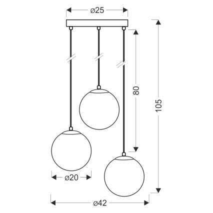 BRILAGI - Lampă suspendată pe cablu POLOS 3xE27/40W/230V Ø 42 cm negru