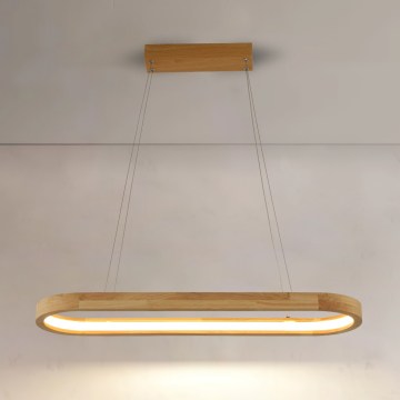 Brilagi - Lampă suspendată pe cablu UMEA WOOD, LED/30W/230V, 70x20 cm, lemn de cauciuc