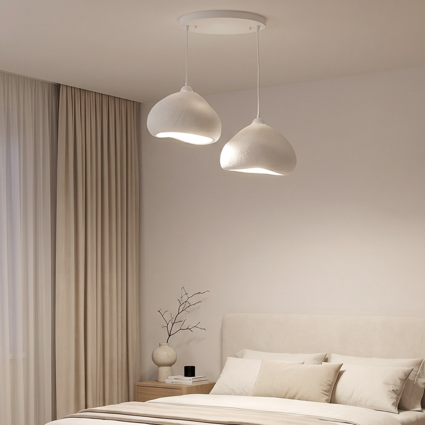 Brilagi - Lampă suspendată pe cablu WABI SABI, 2xE27/40W/230V, Ø 45 cm, alb