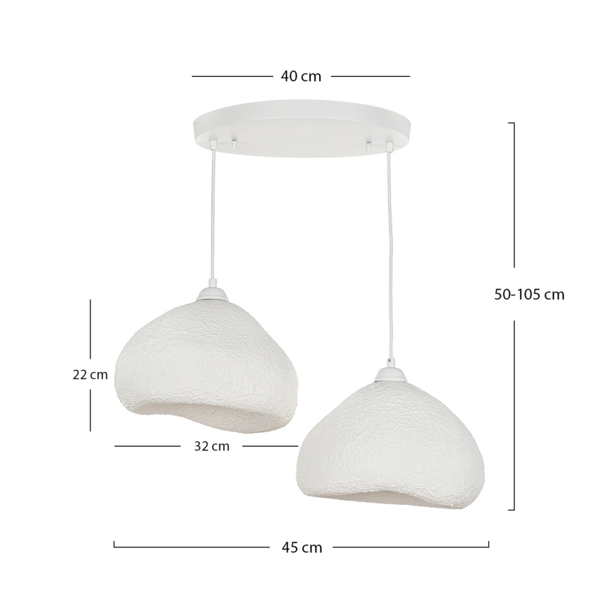 Brilagi - Lampă suspendată pe cablu WABI SABI, 2xE27/40W/230V, Ø 45 cm, alb