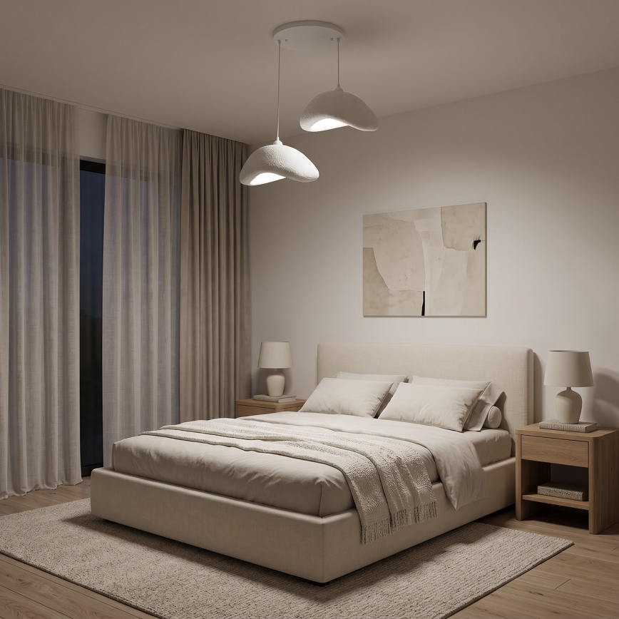 Brilagi - Lampă suspendată pe cablu WABI SABI, 2xE27/40W/230V, Ø 74 cm, albă