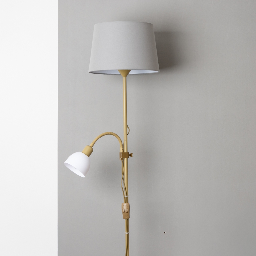 Brilagi - Lampadar CERIA, 1xE27/100W/230V + 1xE14/25W, auriu/gri