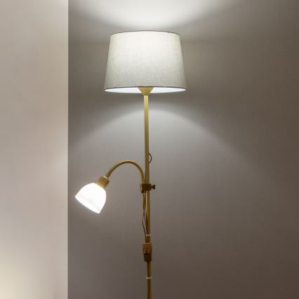 Brilagi - Lampadar CERIA, 1xE27/100W/230V + 1xE14/25W, auriu/gri