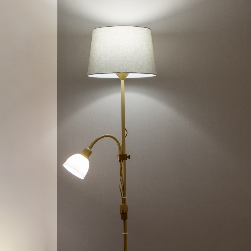 Brilagi - Lampadar CERIA, 1xE27/100W/230V + 1xE14/25W, auriu/gri