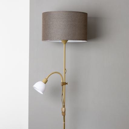 Brilagi - Lampadar CERIA, 1xE27/100W/230V + 1xE14/25W, auriu/maro