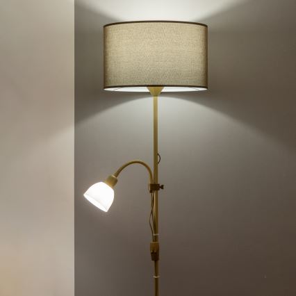 Brilagi - Lampadar CERIA, 1xE27/100W/230V + 1xE14/25W, auriu/maro